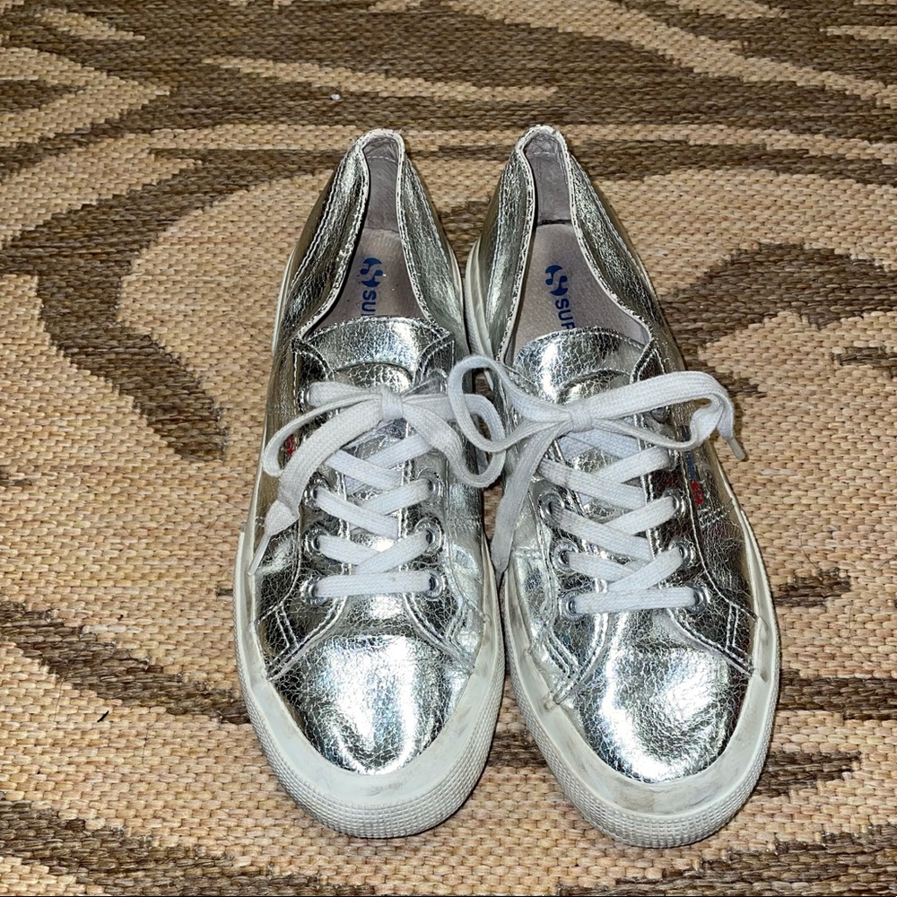 Superga metallic silver sneakers size 39